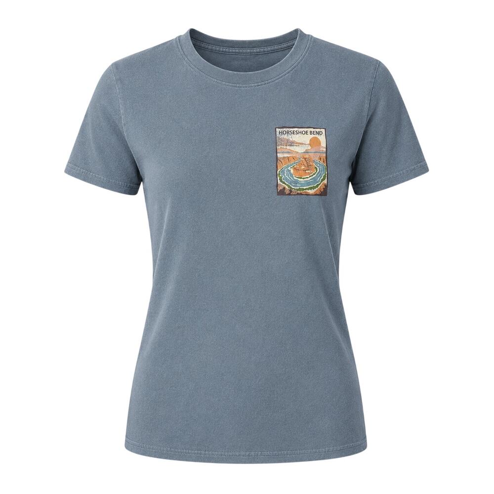 Horseshoe Bend Graphic Tee Blue Gray Outdoor Hiking Souvenir Gorpcore Small - Picture 2 of 13